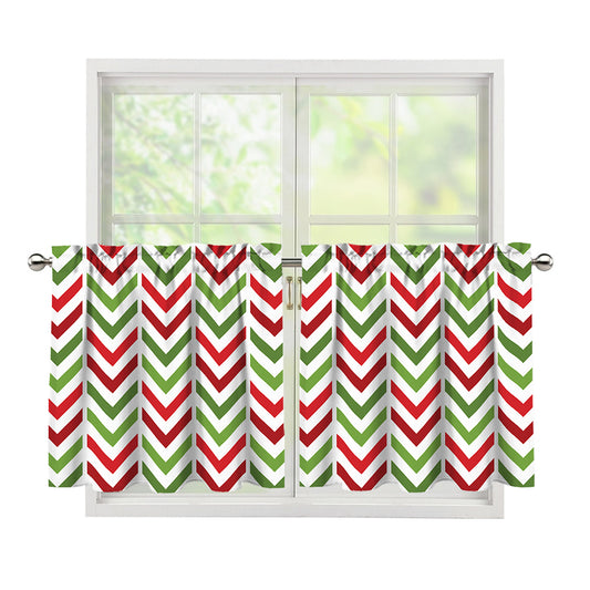 Zigzag Merry Christmas Pattern Print Tier Curtains