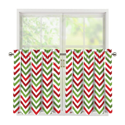 Zigzag Merry Christmas Pattern Print Tier Curtains