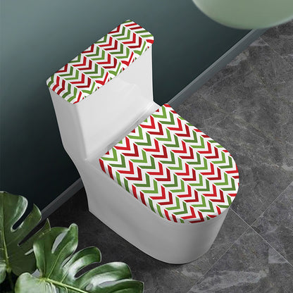 Zigzag Merry Christmas Pattern Print Toilet Lid And Tank Cover Set