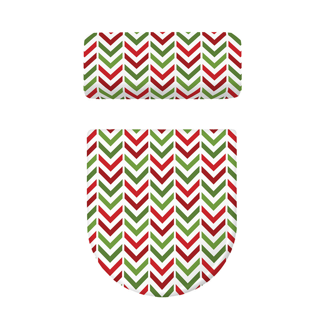 Zigzag Merry Christmas Pattern Print Toilet Lid And Tank Cover Set