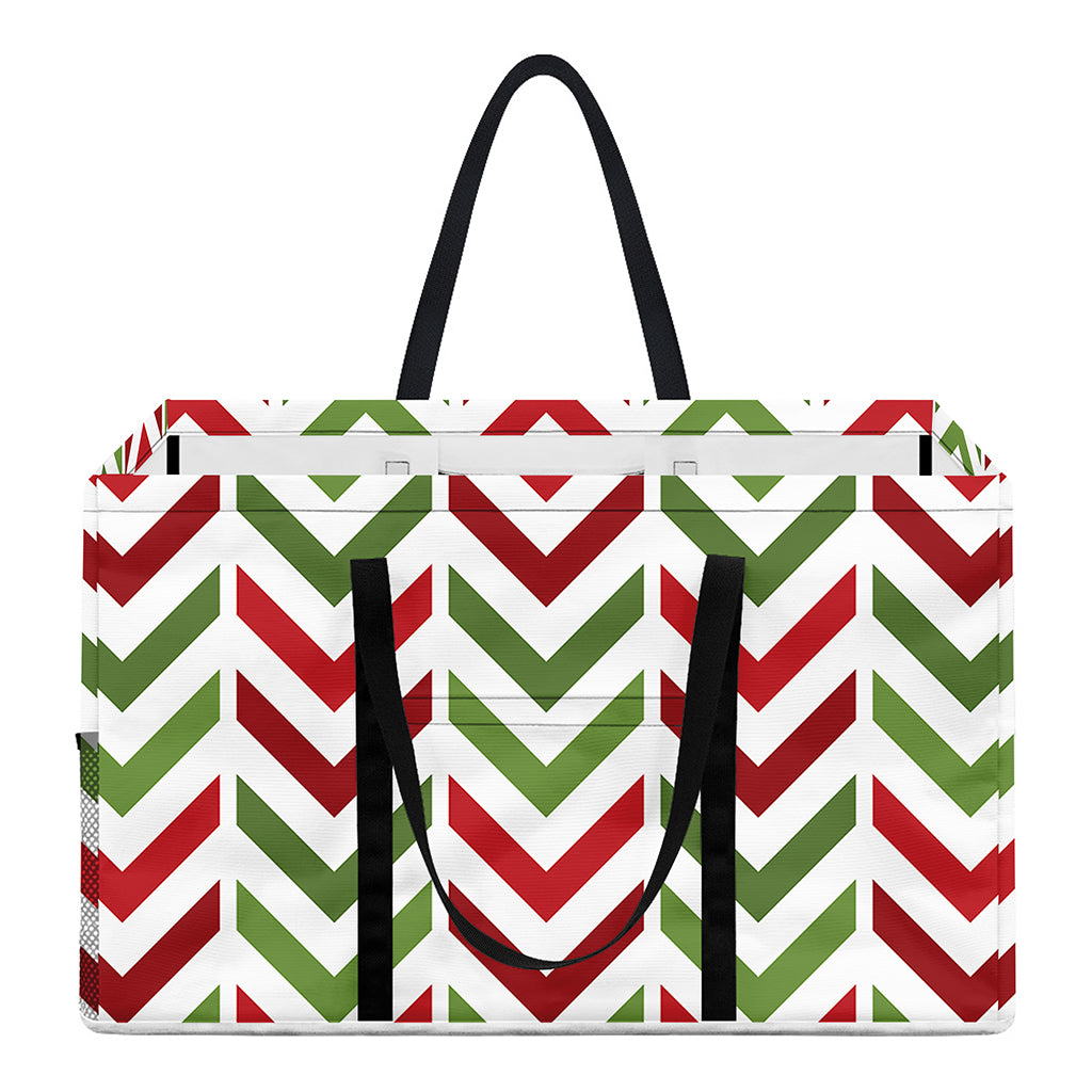 Zigzag Merry Christmas Pattern Print Utility Tote Bag