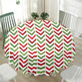 Zigzag Merry Christmas Pattern Print Waterproof Round Tablecloth