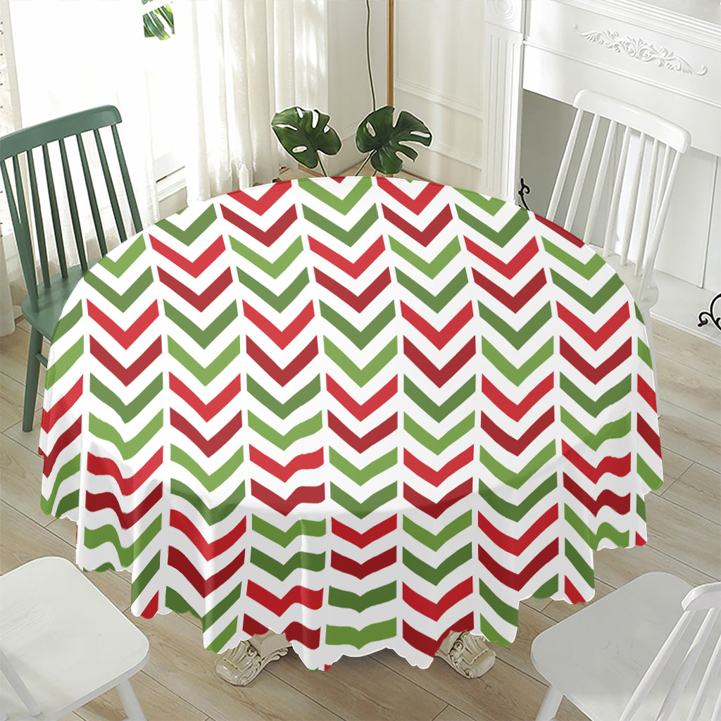Zigzag Merry Christmas Pattern Print Waterproof Round Tablecloth