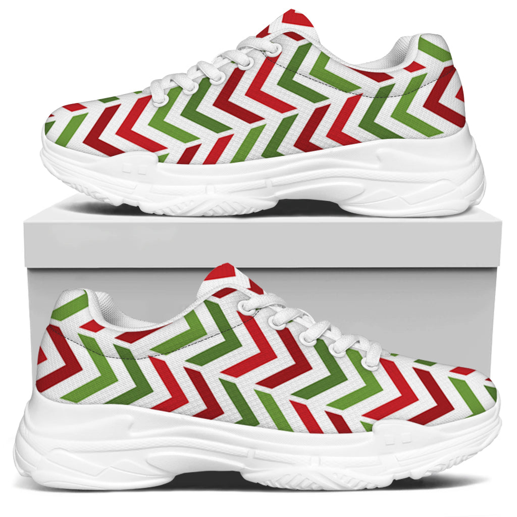Zigzag Merry Christmas Pattern Print White Chunky Shoes