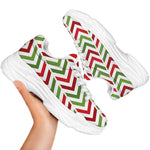 Zigzag Merry Christmas Pattern Print White Chunky Shoes