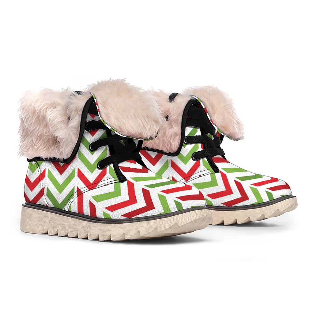 Zigzag Merry Christmas Pattern Print Winter Boots