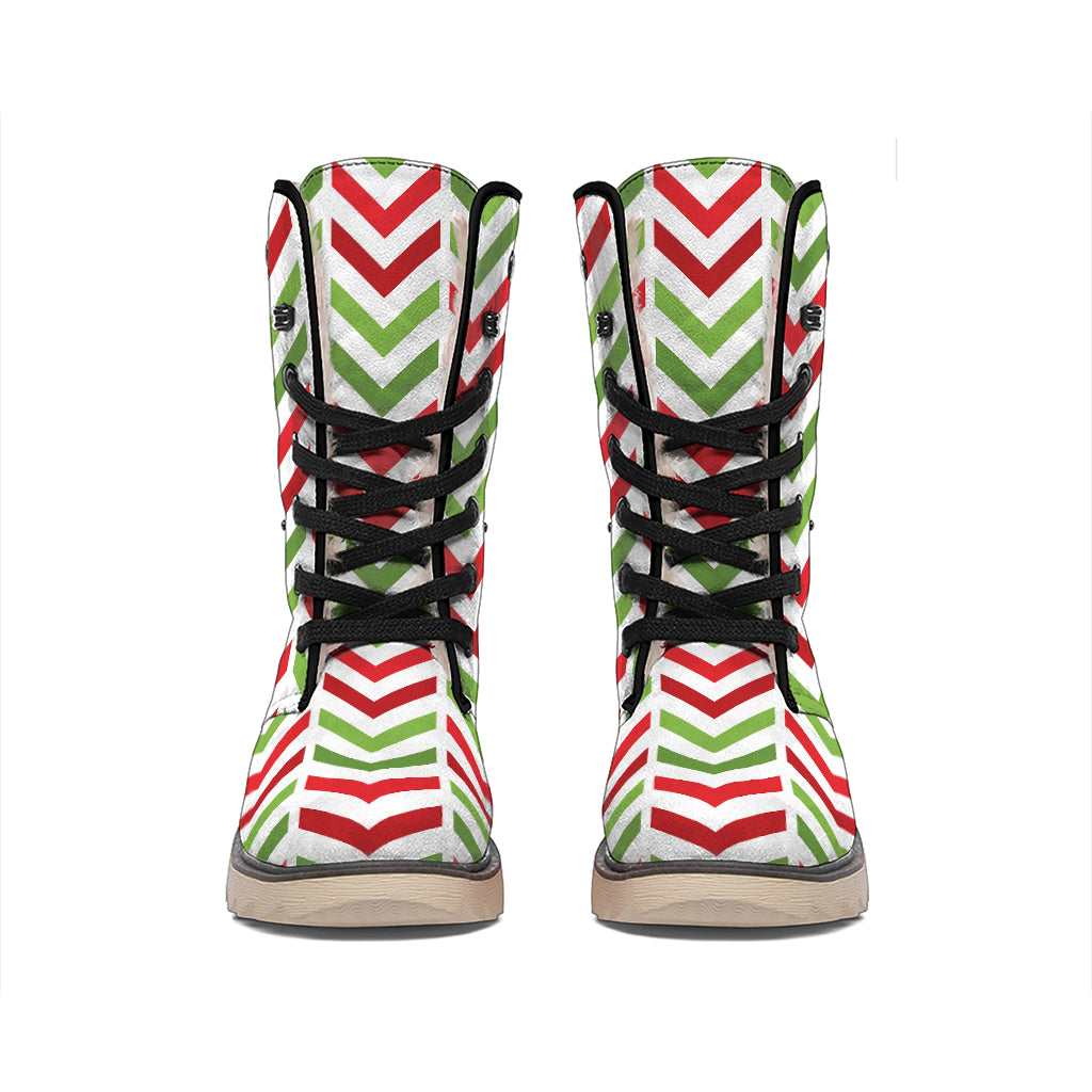 Zigzag Merry Christmas Pattern Print Winter Boots