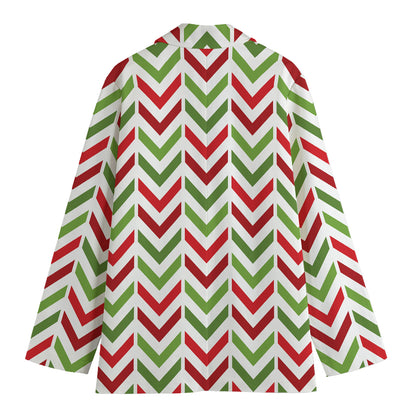 Zigzag Merry Christmas Pattern Print Women's Blazer