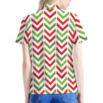 Zigzag Merry Christmas Pattern Print Women's Polo Shirt