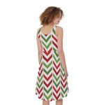 Zigzag Merry Christmas Pattern Print Women's Sleeveless Dress