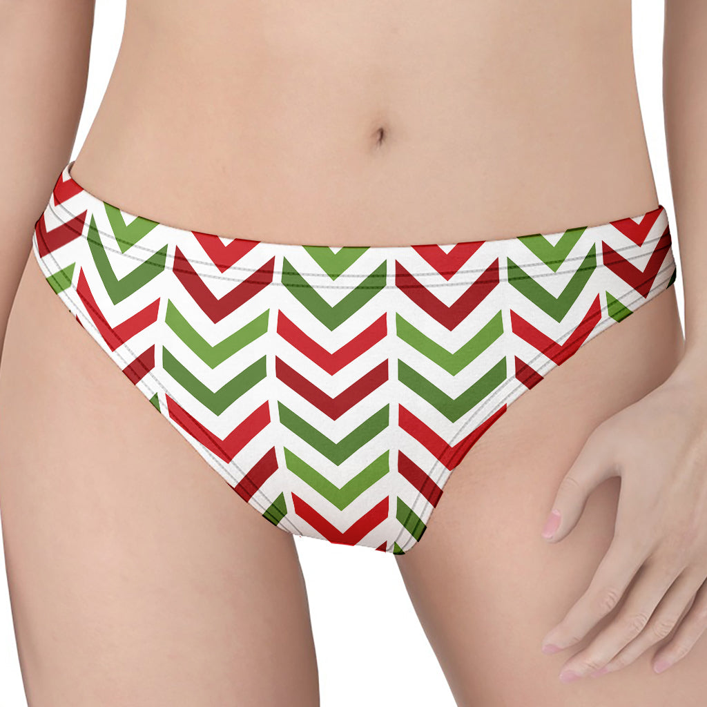 Zigzag Merry Christmas Pattern Print Women's Thong