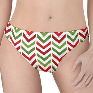 Zigzag Merry Christmas Pattern Print Women's Thong