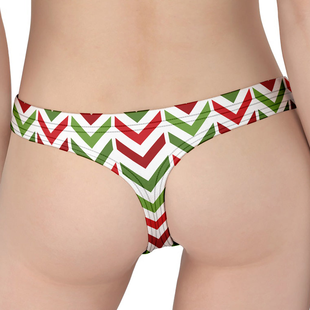 Zigzag Merry Christmas Pattern Print Women's Thong