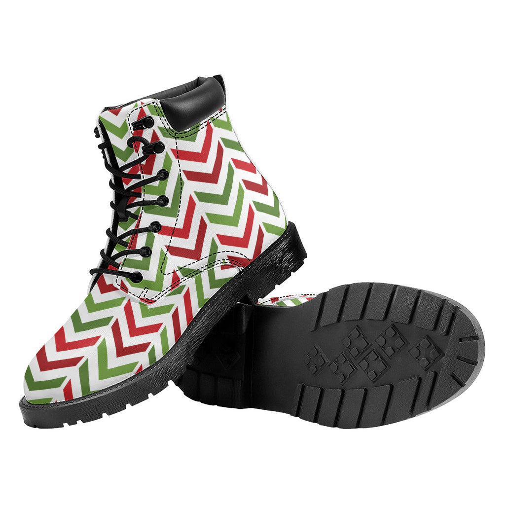 Zigzag Merry Christmas Pattern Print Work Boots