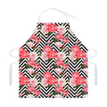 Zigzag Peony And Rose Pattern Print Adjustable Apron