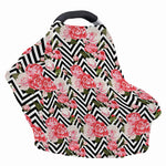 Zigzag Peony And Rose Pattern Print Baby Seat Cover