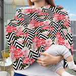Zigzag Peony And Rose Pattern Print Baby Seat Cover