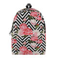 Zigzag Peony And Rose Pattern Print School Backpack