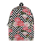 Zigzag Peony And Rose Pattern Print Backpack