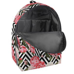 Zigzag Peony And Rose Pattern Print Backpack