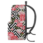 Zigzag Peony And Rose Pattern Print Backpack