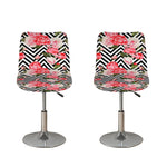 Zigzag Peony And Rose Pattern Print Bar Stool Covers