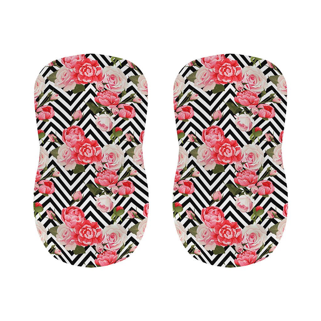 Zigzag Peony And Rose Pattern Print Bar Stool Covers
