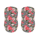 Zigzag Peony And Rose Pattern Print Bar Stool Covers