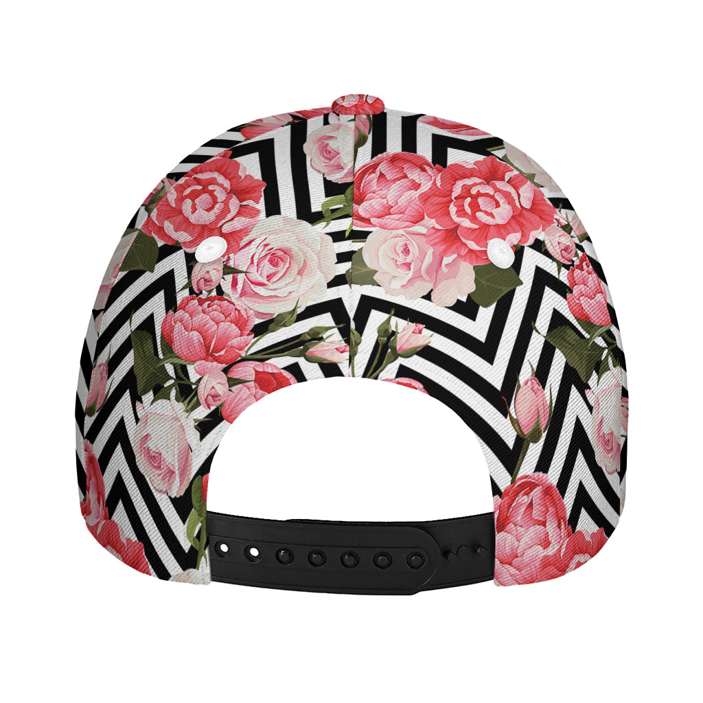 Zigzag Peony And Rose Pattern Print Baseball Cap