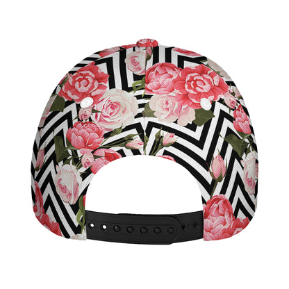 Zigzag Peony And Rose Pattern Print Baseball Cap