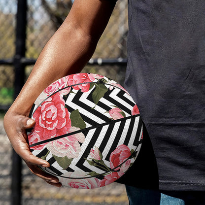 Zigzag Peony And Rose Pattern Print Basketball