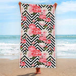 Zigzag Peony And Rose Pattern Print Beach Towel