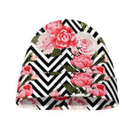 Zigzag Peony And Rose Pattern Print Beanie