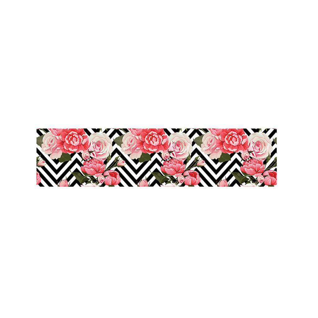 Zigzag Peony And Rose Pattern Print Bed Runner