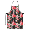 Zigzag Peony And Rose Pattern Print Bib Apron With Pocket