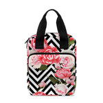 Zigzag Peony And Rose Pattern Print Bible Tote Bag