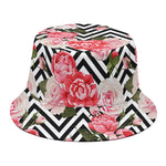 Zigzag Peony And Rose Pattern Print Bucket Hat
