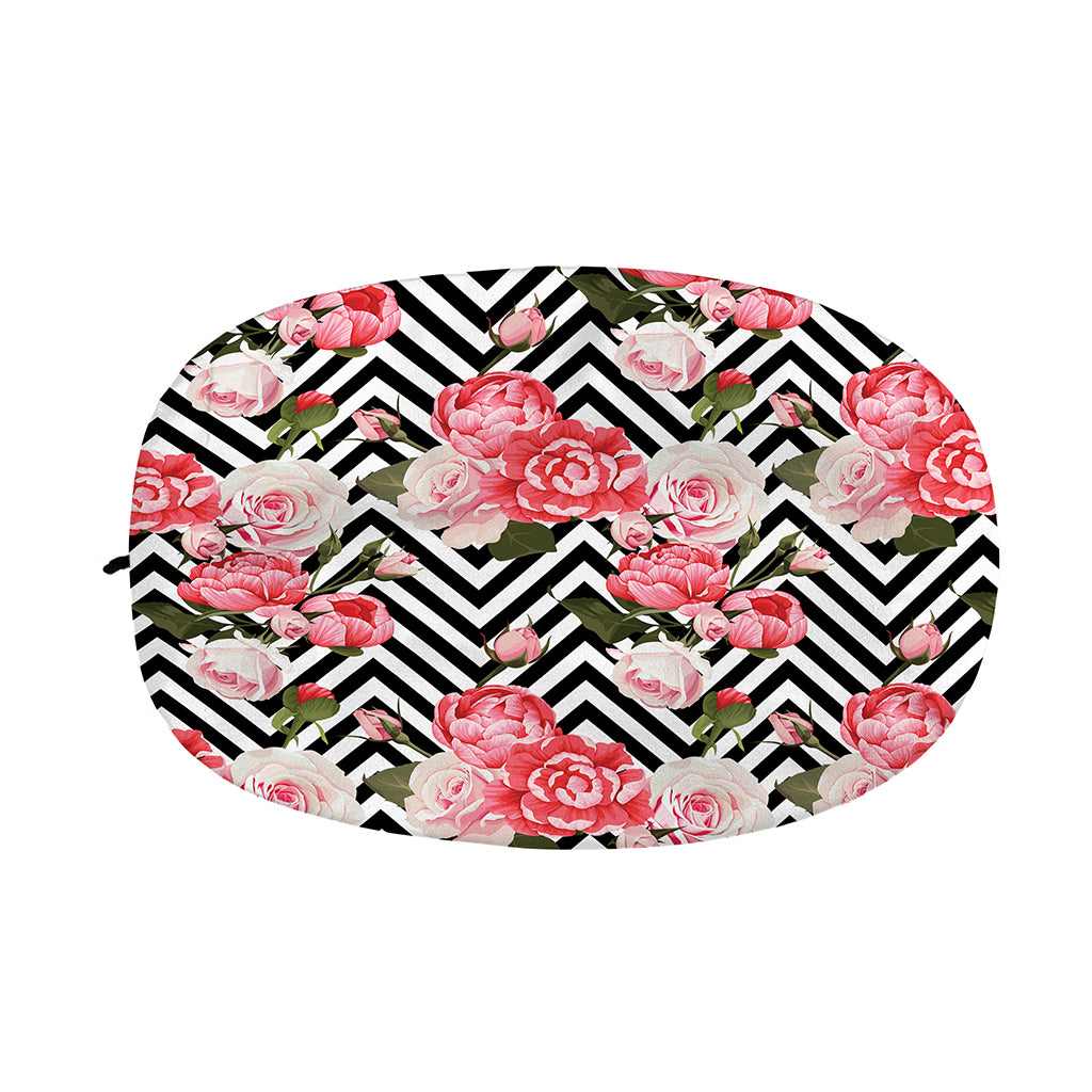 Zigzag Peony And Rose Pattern Print Car Side Mirror Covers