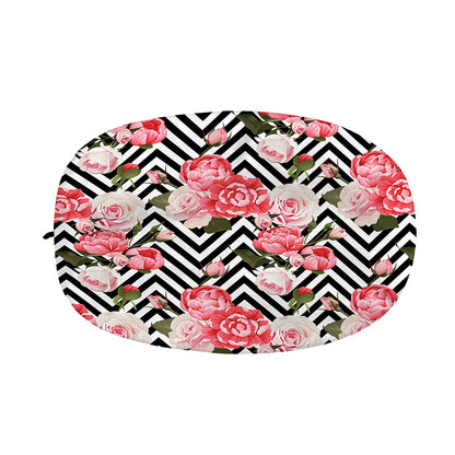 Zigzag Peony And Rose Pattern Print Car Side Mirror Covers
