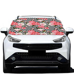 Zigzag Peony And Rose Pattern Print Car Windshield Snow Cover