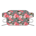 Zigzag Peony And Rose Pattern Print Car Windshield Snow Cover