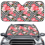 Zigzag Peony And Rose Pattern Print Car Windshield Sun Shade