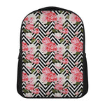 Zigzag Peony And Rose Pattern Print Casual Backpack