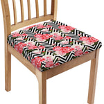 Zigzag Peony And Rose Pattern Print Chair Cushion Cover