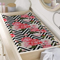 Zigzag Peony And Rose Pattern Print Changing Pad Cover