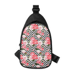 Zigzag Peony And Rose Pattern Print Chest Bag