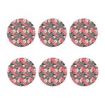 Zigzag Peony And Rose Pattern Print Coaster Set