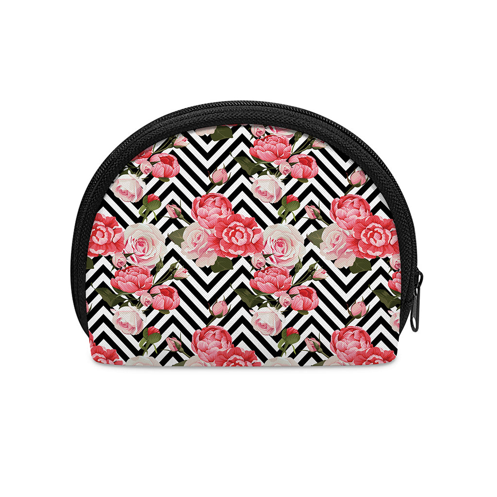 Zigzag Peony And Rose Pattern Print Coin Purse