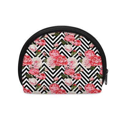 Zigzag Peony And Rose Pattern Print Coin Purse