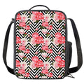 Zigzag Peony And Rose Pattern Print Crossbody Lunch Bag